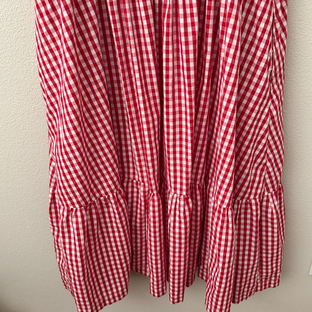 ABERCROMBIE & FITCH | Red White Gingham Smocked Puff Sleeve Babydoll Dress | XLP - Picture 6 of 10
